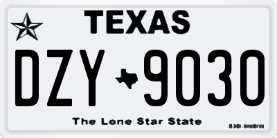 TX license plate DZY9030