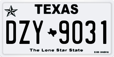 TX license plate DZY9031