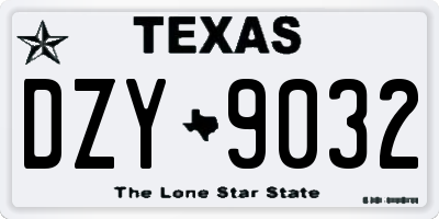 TX license plate DZY9032