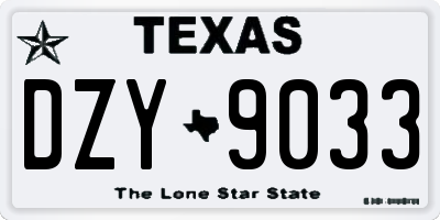 TX license plate DZY9033