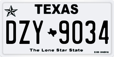 TX license plate DZY9034