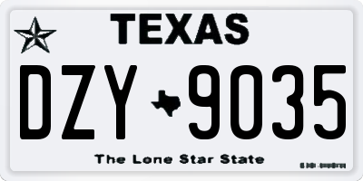 TX license plate DZY9035