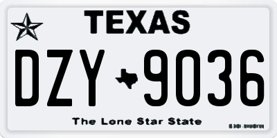 TX license plate DZY9036