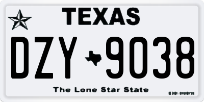 TX license plate DZY9038