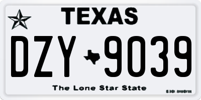 TX license plate DZY9039