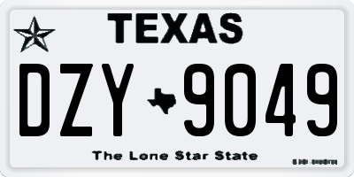 TX license plate DZY9049