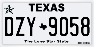 TX license plate DZY9058