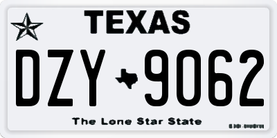 TX license plate DZY9062