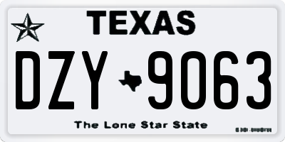 TX license plate DZY9063