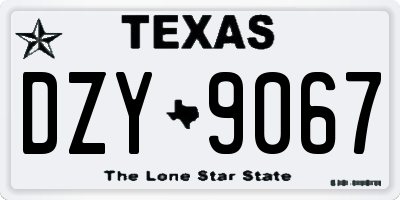 TX license plate DZY9067