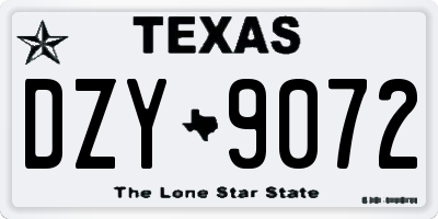 TX license plate DZY9072