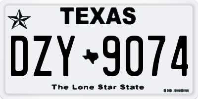 TX license plate DZY9074