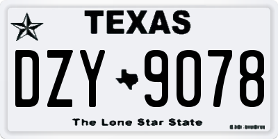 TX license plate DZY9078