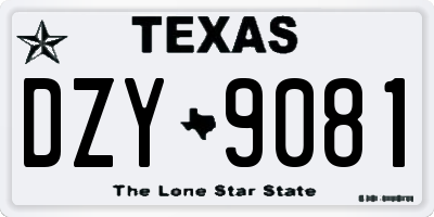 TX license plate DZY9081