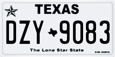 TX license plate DZY9083