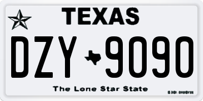 TX license plate DZY9090