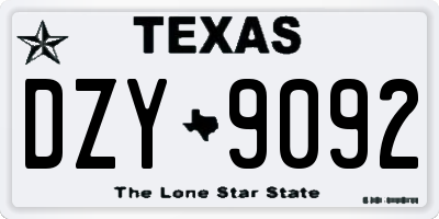 TX license plate DZY9092