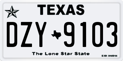 TX license plate DZY9103