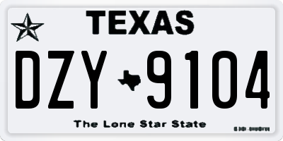 TX license plate DZY9104