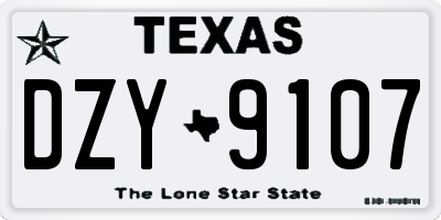 TX license plate DZY9107