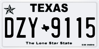 TX license plate DZY9115