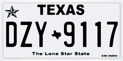 TX license plate DZY9117