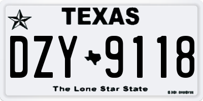 TX license plate DZY9118