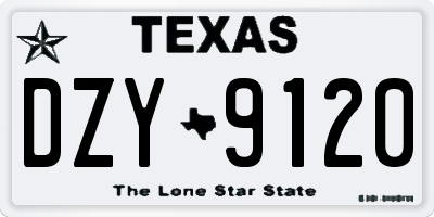 TX license plate DZY9120