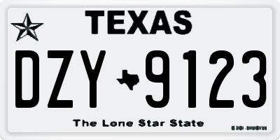 TX license plate DZY9123