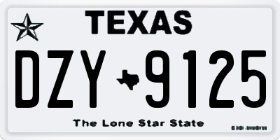 TX license plate DZY9125