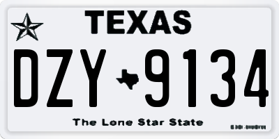 TX license plate DZY9134