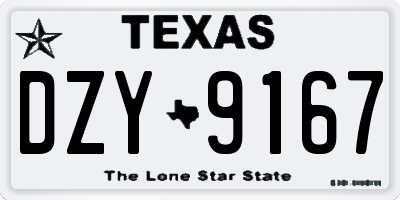 TX license plate DZY9167