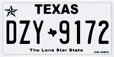 TX license plate DZY9172