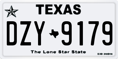 TX license plate DZY9179