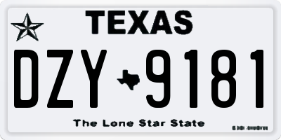 TX license plate DZY9181