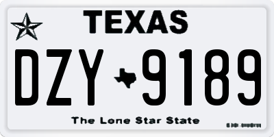 TX license plate DZY9189