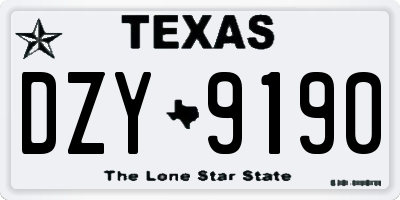 TX license plate DZY9190