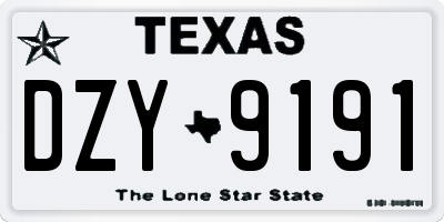 TX license plate DZY9191