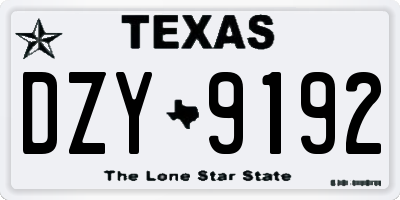 TX license plate DZY9192