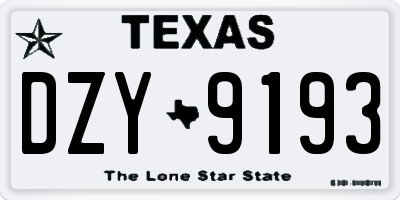 TX license plate DZY9193