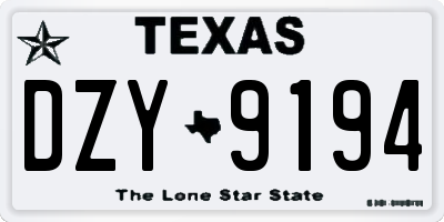 TX license plate DZY9194