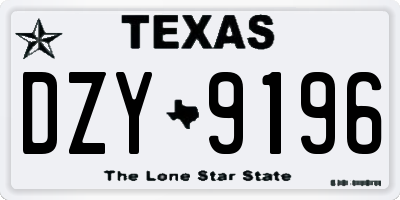 TX license plate DZY9196