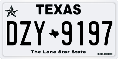 TX license plate DZY9197