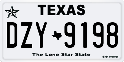 TX license plate DZY9198