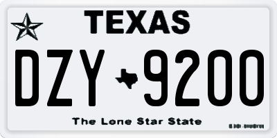 TX license plate DZY9200