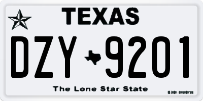 TX license plate DZY9201