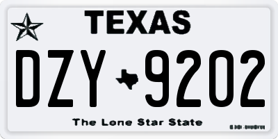 TX license plate DZY9202