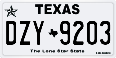 TX license plate DZY9203