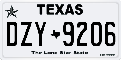 TX license plate DZY9206