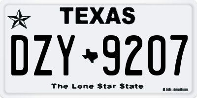 TX license plate DZY9207